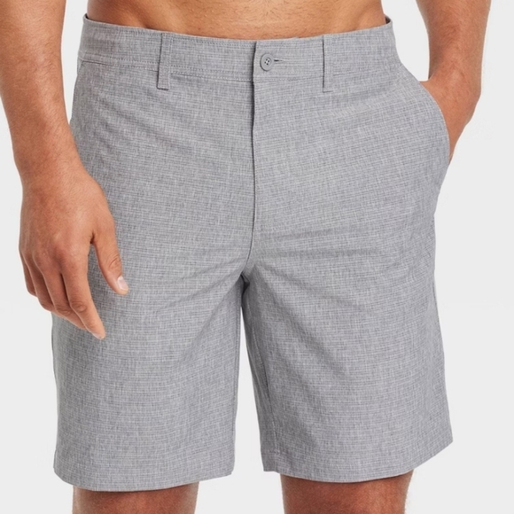 Men's 9" Hybrid Swim Shorts - Goodfellow & Co Gray 42 Recycled Polyester, UPF 50 - Picture 1 of 14